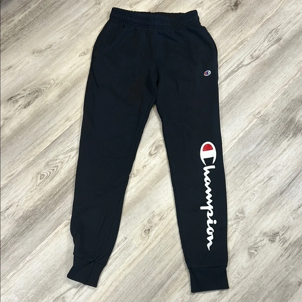 Champion Classic‎ Black Signature Logo Tapered Joggers Sweatpants | Women’s Sz S